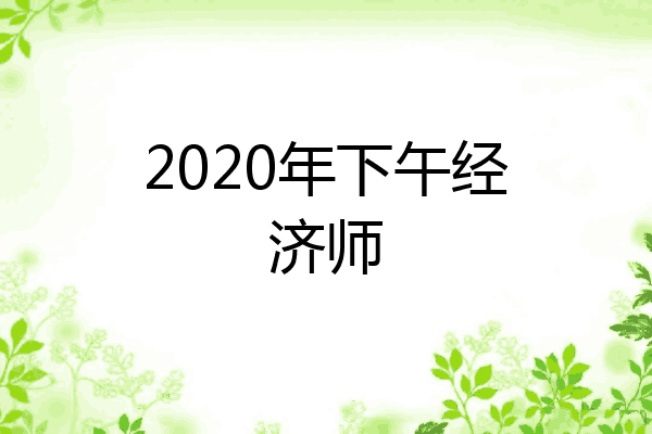 2020年下午经济师