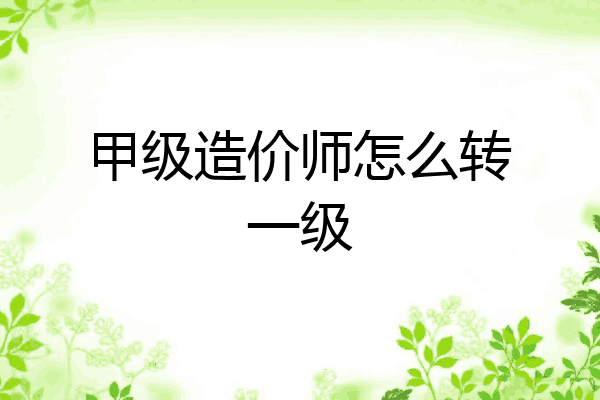 甲级造价师怎么转一级
