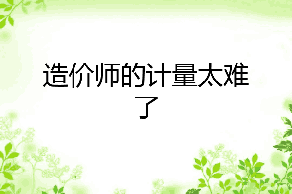 造价师的计量太难了