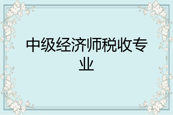 中级经济师税收专业