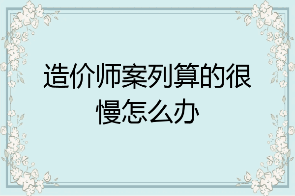 造价师案列算的很慢怎么办