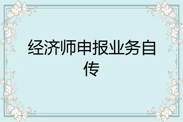 经济师申报业务自传