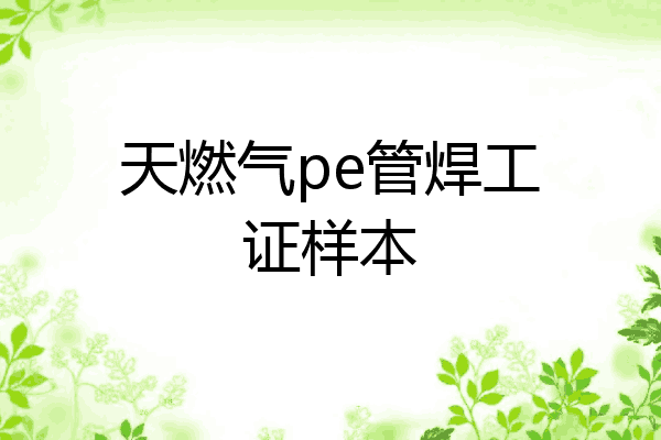 天燃气pe管焊工证样本