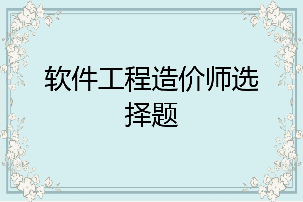 软件工程造价师选择题