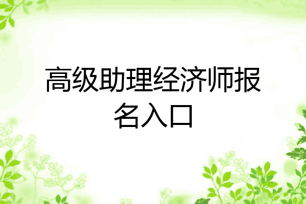 高级助理经济师报名入口