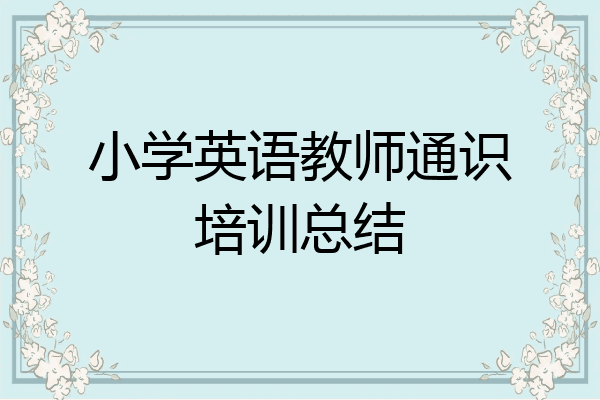 小学英语教师通识培训总结