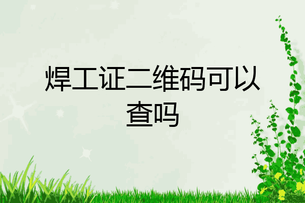 焊工证二维码可以查吗