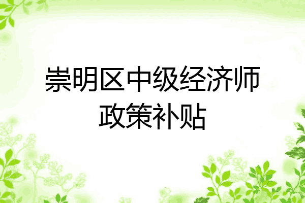 崇明区中级经济师政策补贴