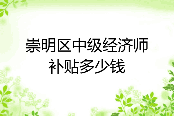 崇明区中级经济师补贴多少钱