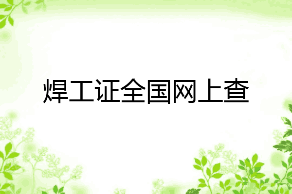 焊工证全国网上查