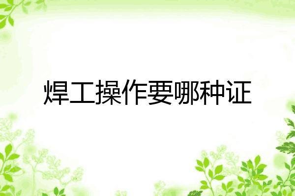 焊工操作要哪种证