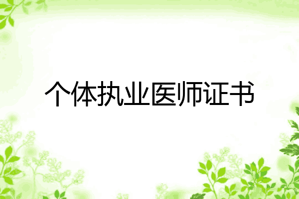 个体执业医师证书