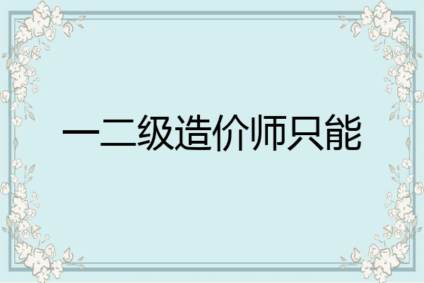 一二级造价师只能