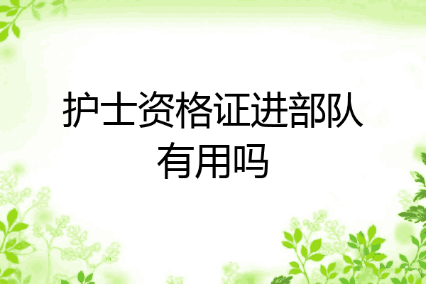 护士资格证进部队有用吗