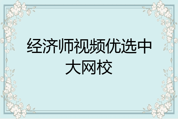 经济师视频优选中大网校