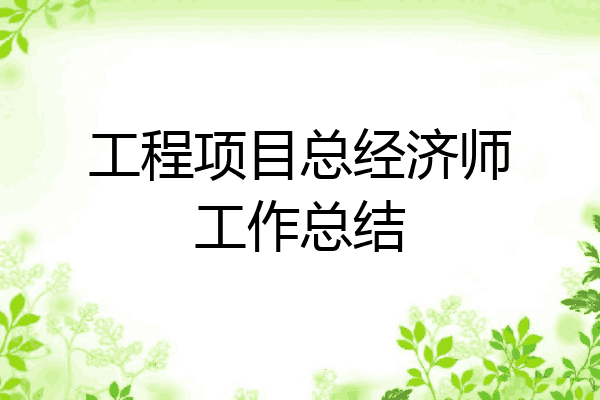 工程项目总经济师工作总结