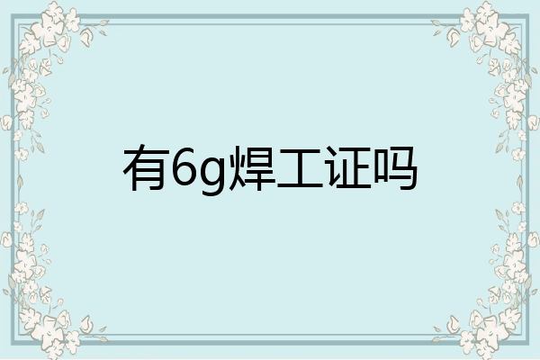 有6g焊工证吗