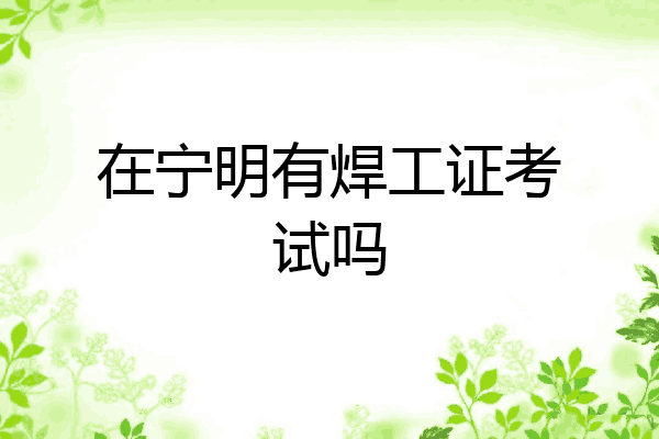 在宁明有焊工证考试吗