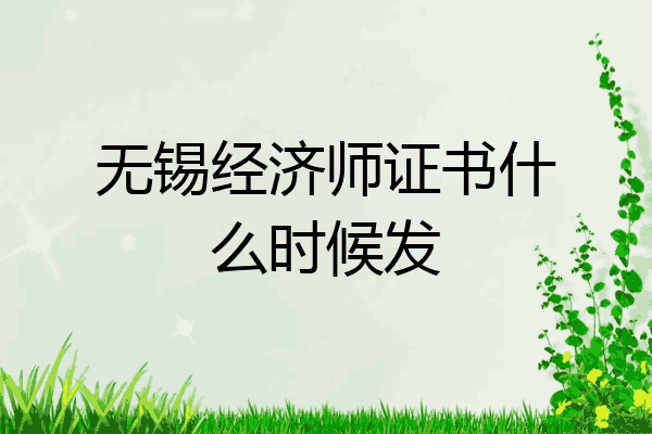 无锡经济师证书什么时候发