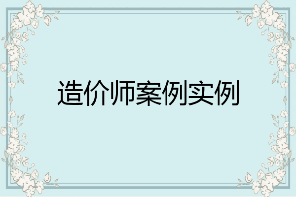 造价师案例实例