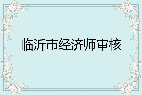 临沂市经济师审核