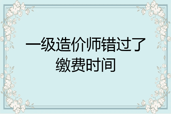 一级造价师错过了缴费时间