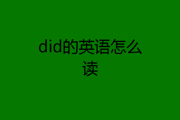 did的英语怎么读