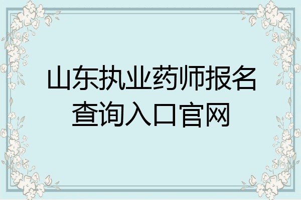 山东执业药师报名查询入口官网