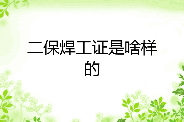 二保焊工证是啥样的