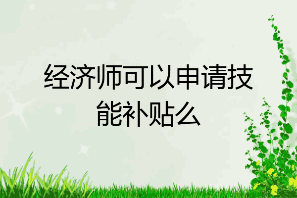 经济师可以申请技能补贴么