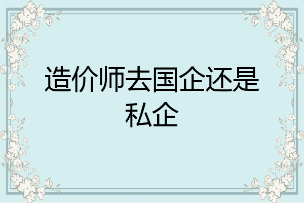 造价师去国企还是私企
