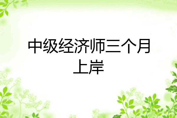 中级经济师三个月上岸