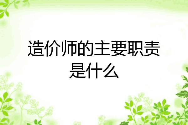 造价师的主要职责是什么