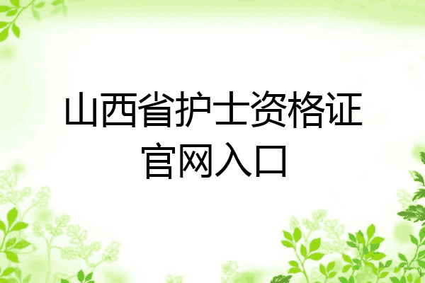 山西省护士资格证官网入口