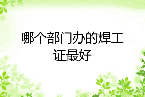 哪个部门办的焊工证最好