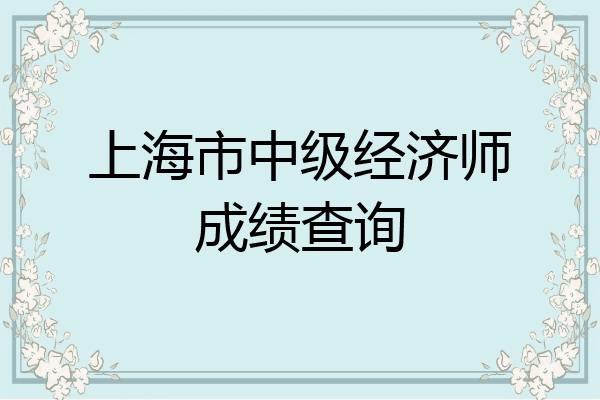 上海市中级经济师成绩查询