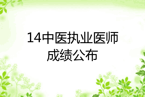 14中医执业医师成绩公布