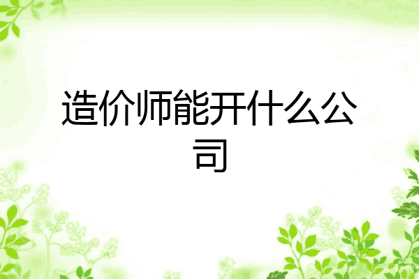 造价师能开什么公司
