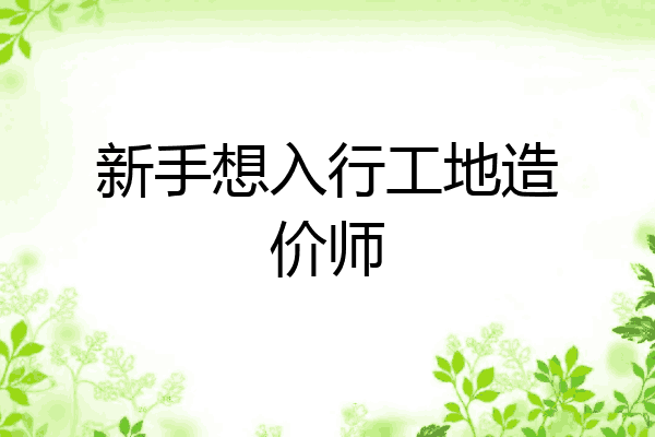 新手想入行工地造价师