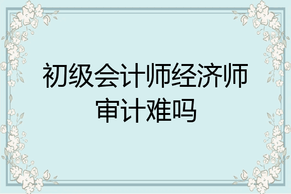 初级会计师经济师审计难吗