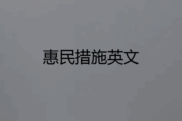惠民措施英文