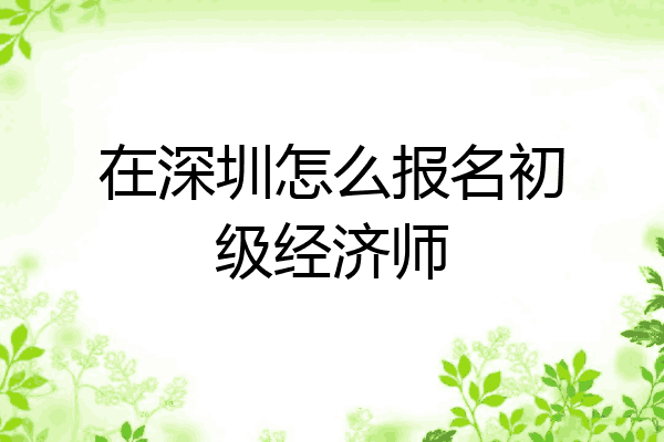 在深圳怎么报名初级经济师