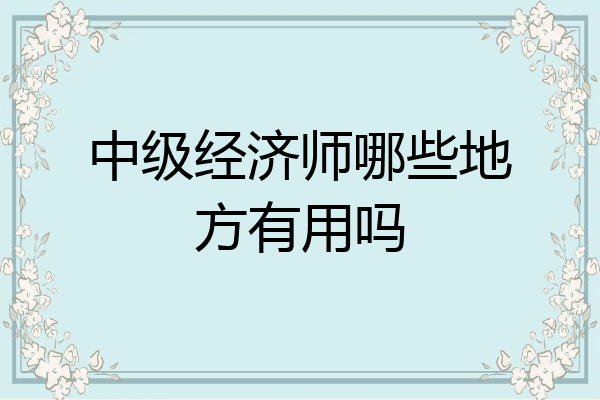 中级经济师哪些地方有用吗