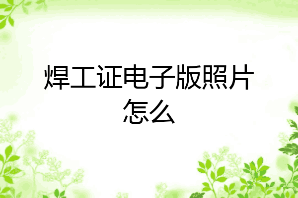 焊工证电子版照片怎么