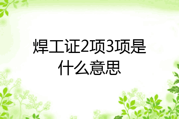 焊工证2项3项是什么意思