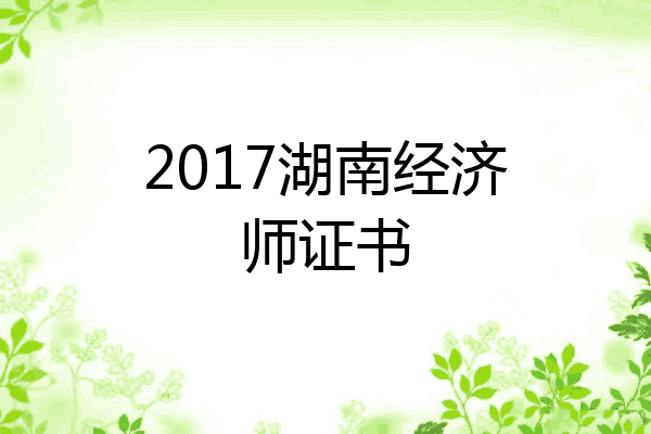 2017湖南经济师证书