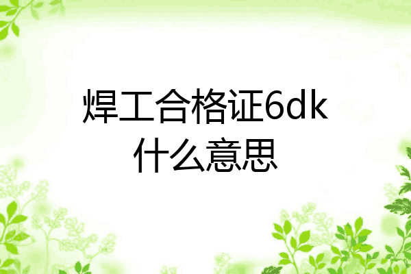 焊工合格证6dk什么意思