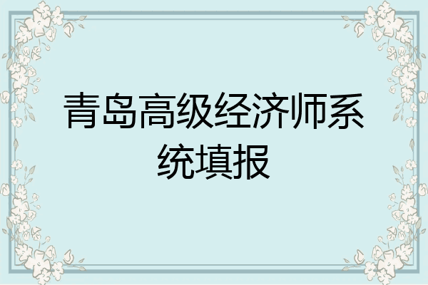 青岛高级经济师系统填报