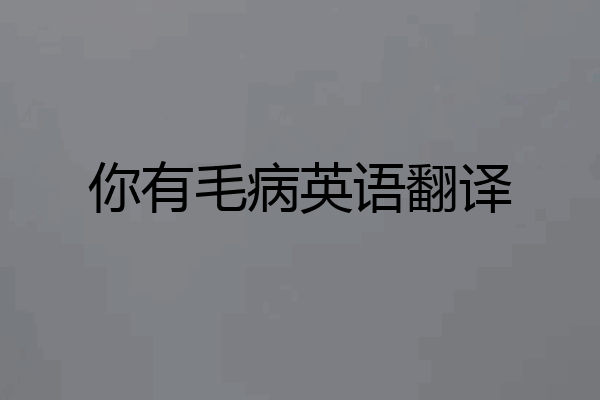 你有毛病英语翻译