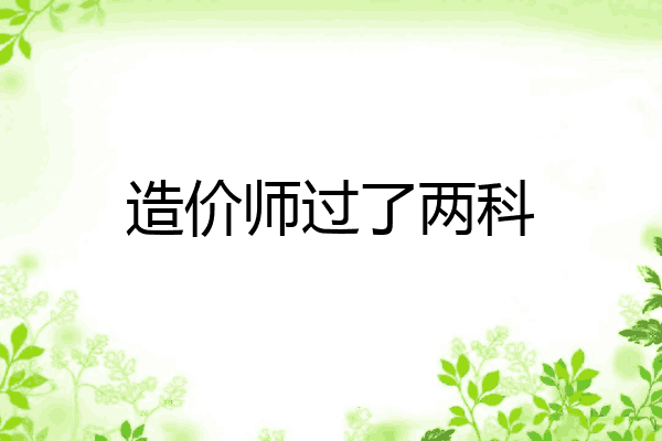 造价师过了两科